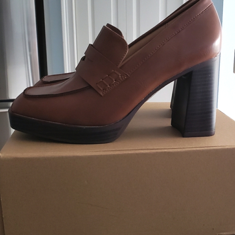 Elegant Brown Block Heel Loafers Brand New From Nordstrom